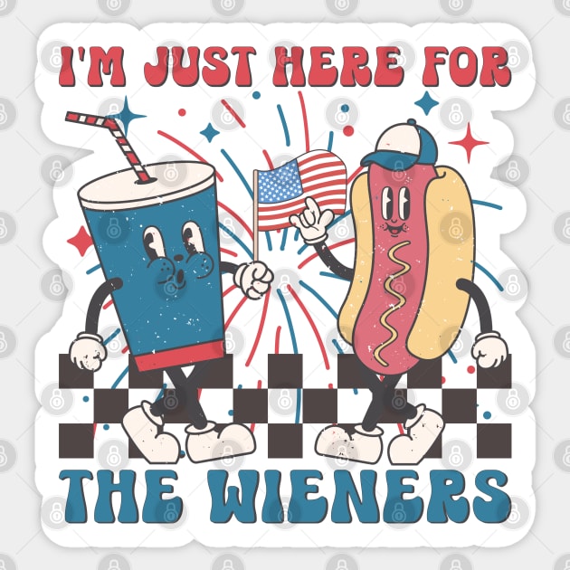 Hot Dog I'm Just Here For The Wieners 4Th Of July Sticker by Zakzouk-store